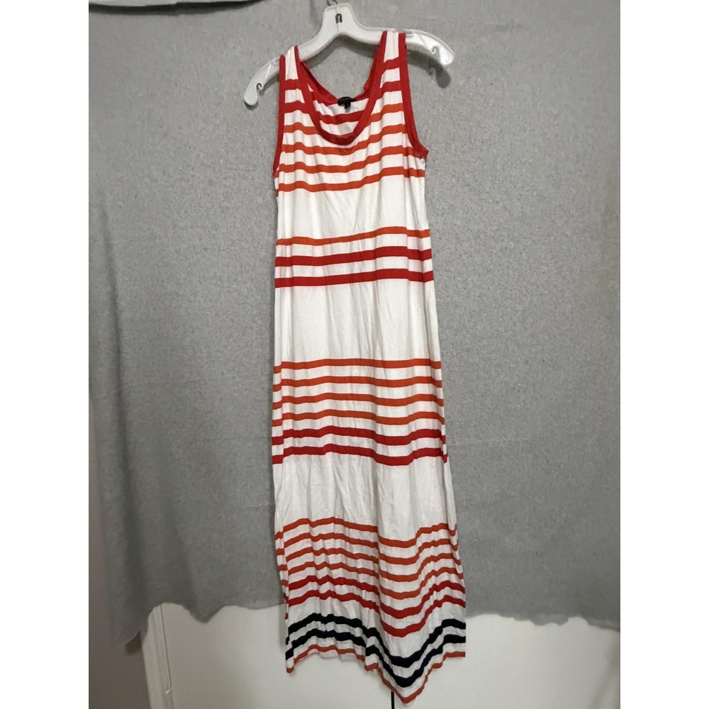 Talbots Dress Womens M Multicolor Stripe Scoop Neck Tank Maxi Jersey Casual